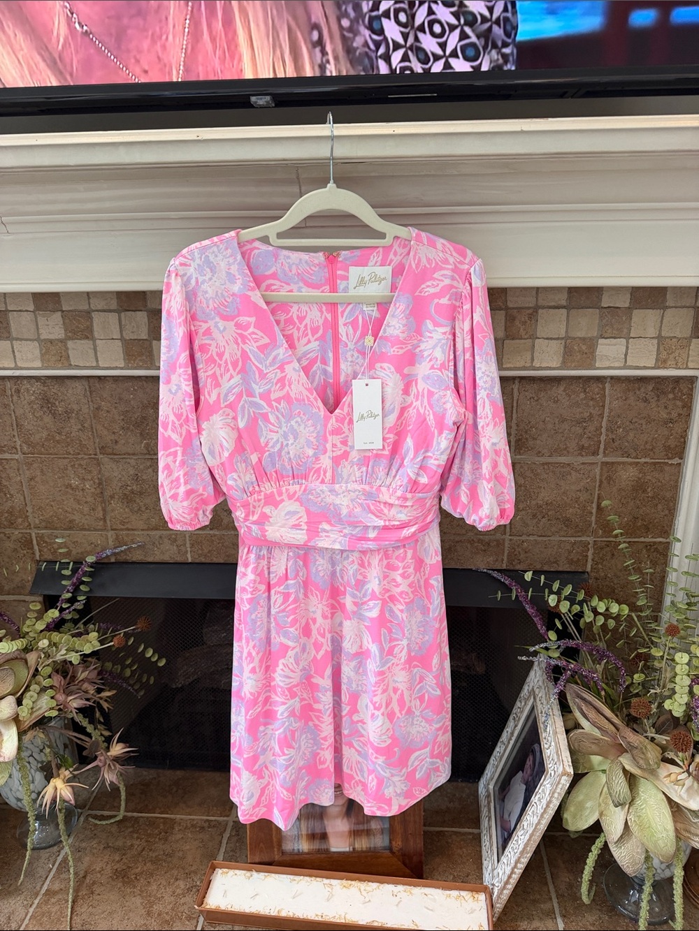 Nwt Lilly Pulitzer Brightan Floral Dress zen garden Rousseau pink sz 4
